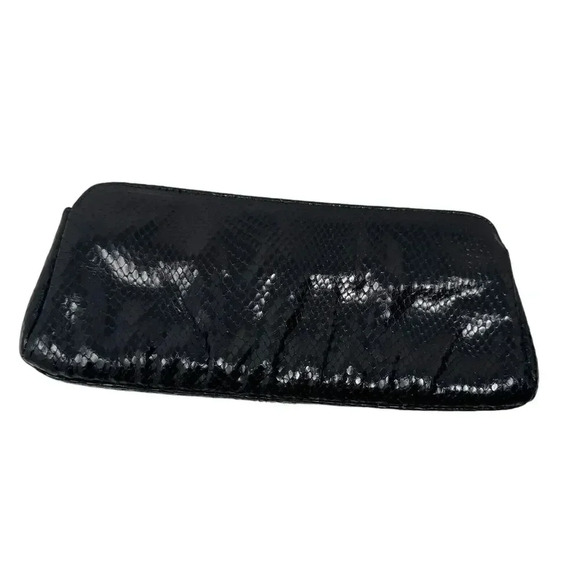 Michelle Fantaci for Lauren Merkin Black Snakeskin Leather Clutch Handbag - Picture 7 of 13